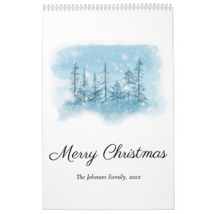 Calendrier de Noël hivernal neige