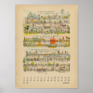 Calendrier de novembre 2022 Poster Happy Notes