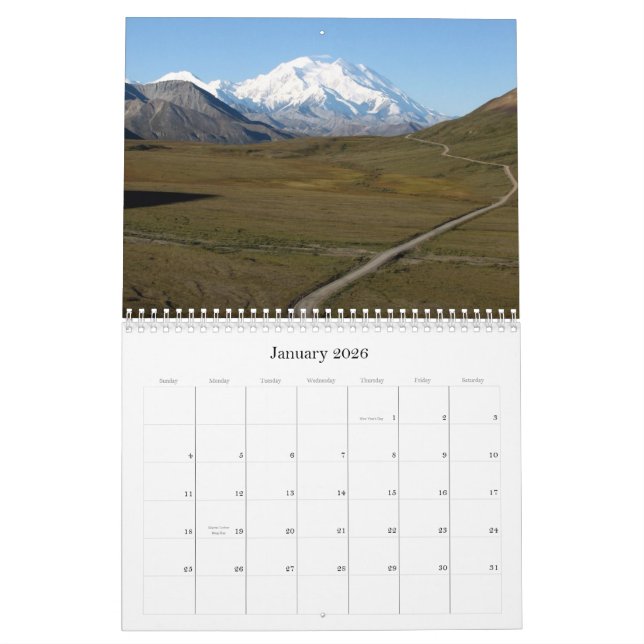 Calendrier de parc national de Denali de l'Alaska (Jan 2026)