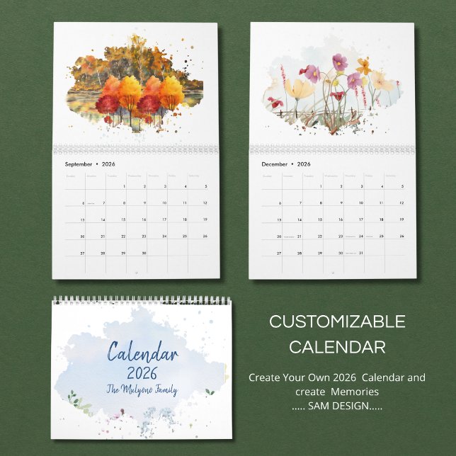 Calendrier de paysage à l'aquarelle 2026 | Nature  (Créateur téléchargé)