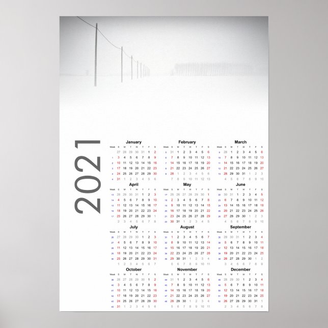 Calendrier de paysage enneigé 2021 Affiche (Devant)