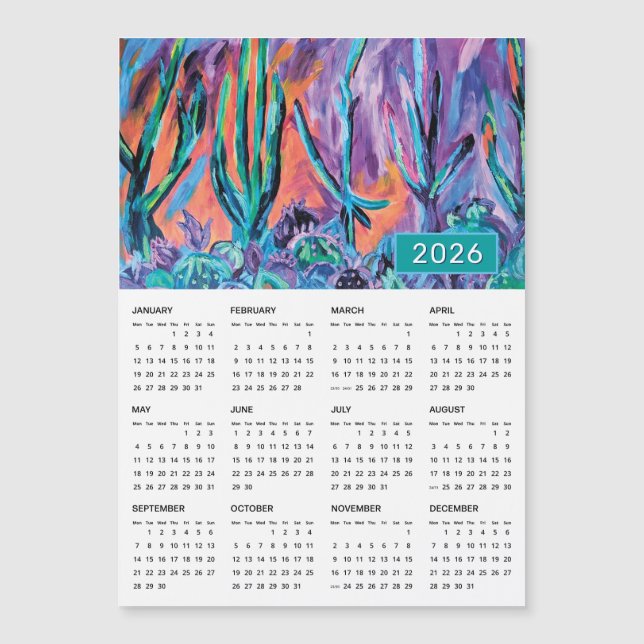Calendrier de peinture Abstraite colorée 2026 (Devant)