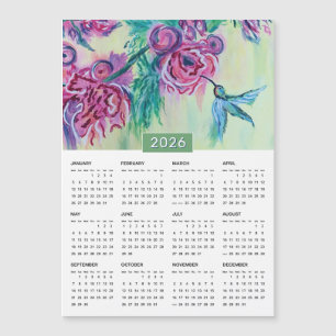Calendrier de peinture de colibri vert violet 2026