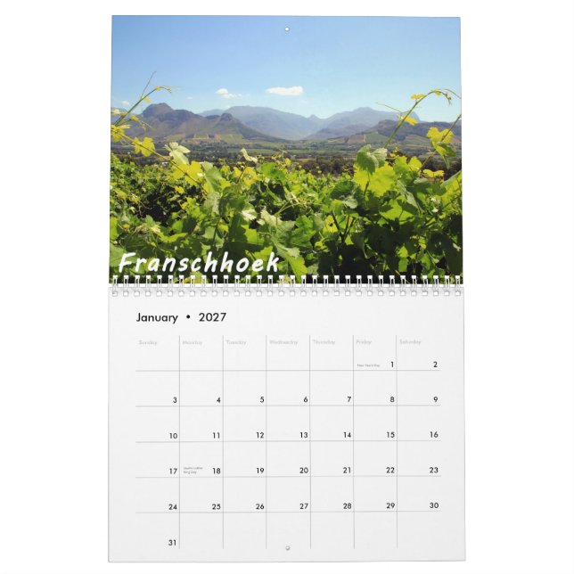 Calendrier de photo de destination de voyage de (Jan 2027)