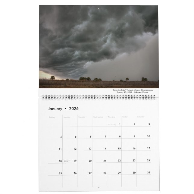 Calendrier de photographie d'orage (Jan 2026)