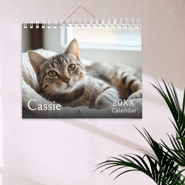 Calendrier de photos de chat personnalisé (A calendar to customize with a photo of your cat on every page, with pet's name and year)