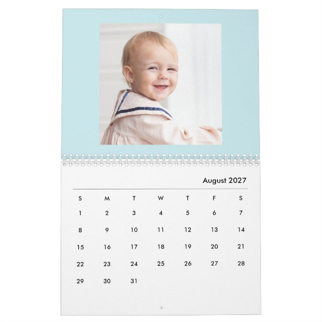 Calendrier de photos de famille moderne pour bébé  (Aug 2027)