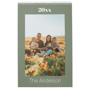 Calendrier de photos de famille personnalisé Vert 