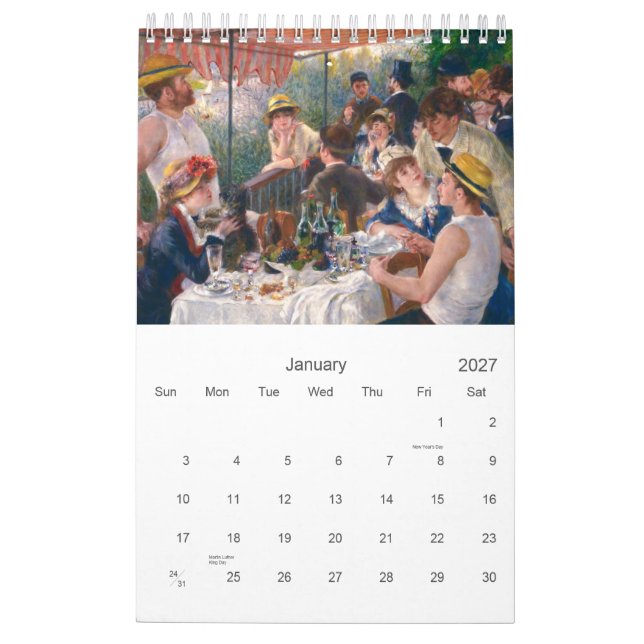 Calendrier de Pierre-Auguste Renoir. (Jan 2027)