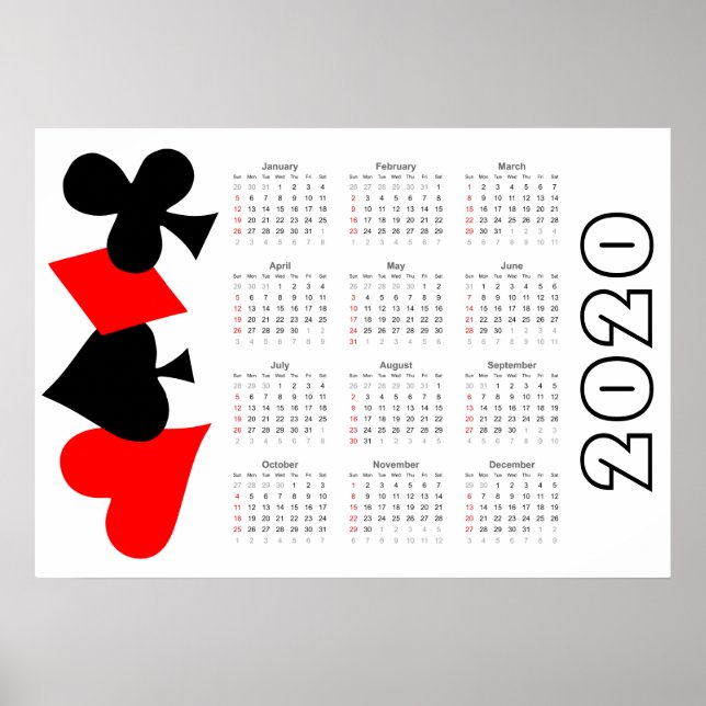 Calendrier de poker 2020 Affiche (Devant)