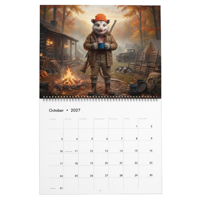 Calendrier de Possum Americana Patriotique Rustiqu (Oct 2027)