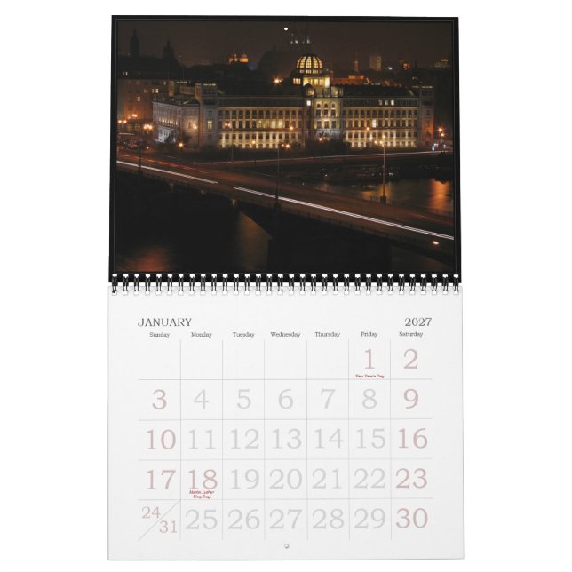 Calendrier de Prague 2010 de nuit (Jan 2027)