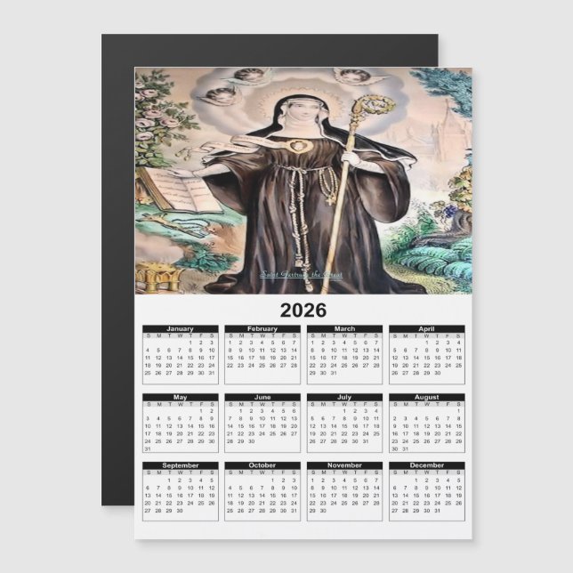 Calendrier de Sainte Gertrude la Grande 2026 (Devant / Derrière)