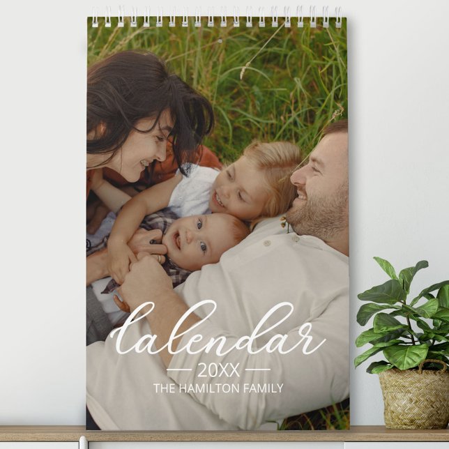 Calendrier de script chic de photo personnalisée d (Créateur téléchargé)