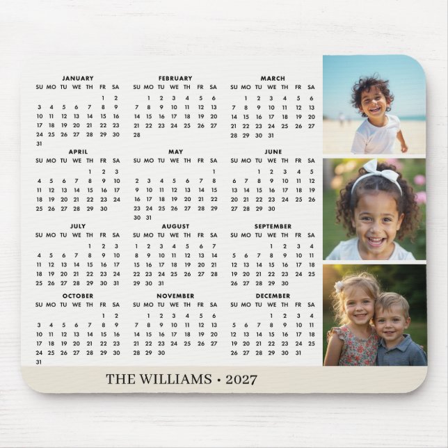 Calendrier de tapis de souris de collage de photos (Devant)