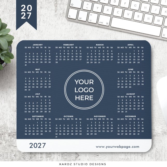 Calendrier de tapis de souris Logo Entreprise Bleu (Créateur téléchargé)