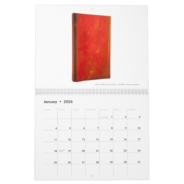 CALENDRIER de VAL M COX - TRAVAUX EN HUILE 2 - (Jan 2026)