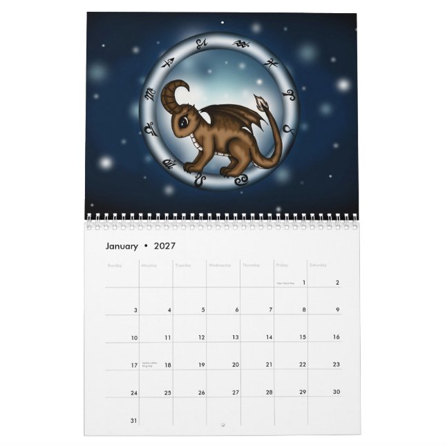 Calendrier de Zodiacsigns de dragon (Jan 2027)