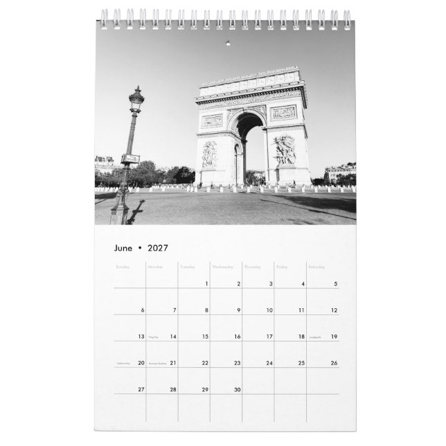 Calendrier Décor maison Paris noir et blanc (Jun 2027)