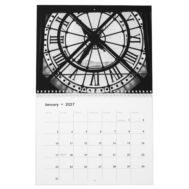 Calendrier Décor maison parisien noir et blanc (Jan 2027)