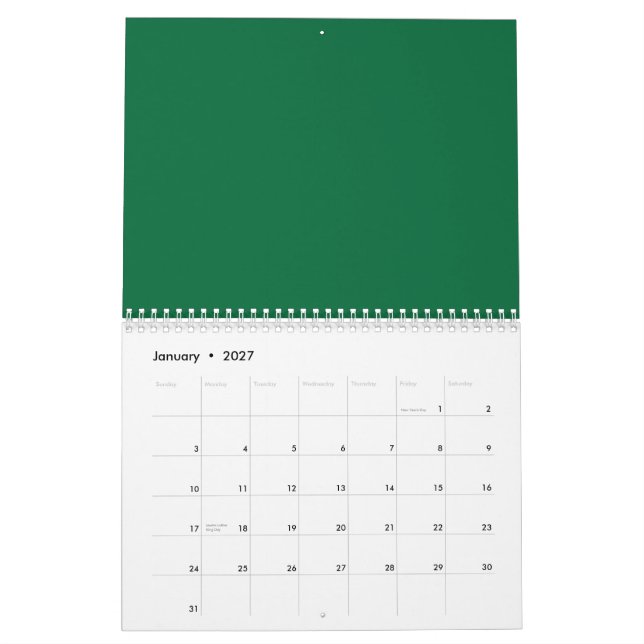 Calendrier Découvrez le mélange parfait de vert, azur, aqua, (Jan 2027)