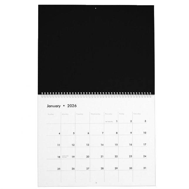 Calendrier Découvrez une photo noire et blanche captivante (Jan 2026)