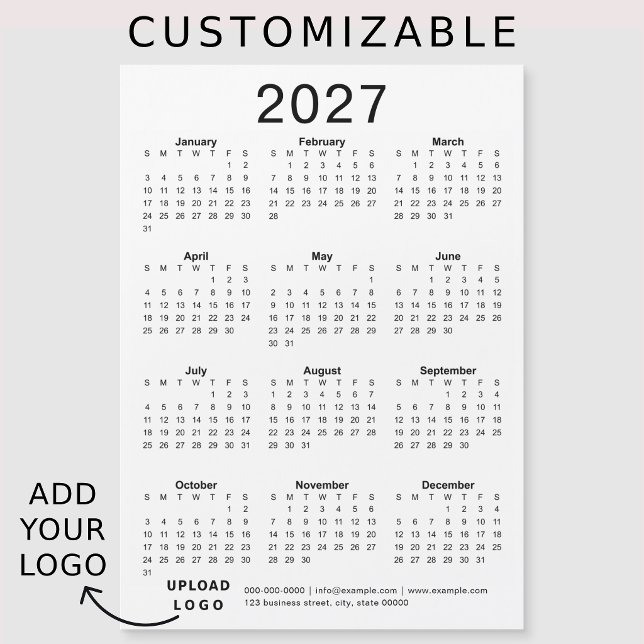 Calendrier d'entreprise personnalisé avec logo 202 (Créateur téléchargé)