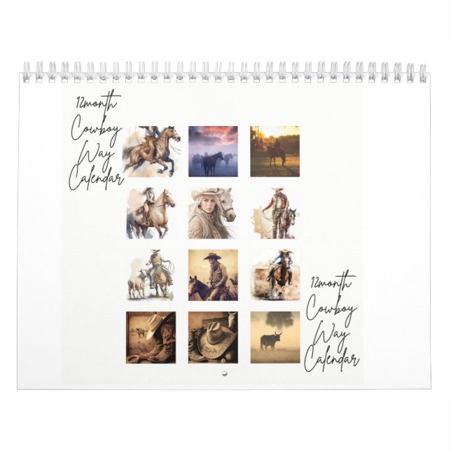 Calendrier des 12 mois de Cowboy Way pour 2025 (Protection)