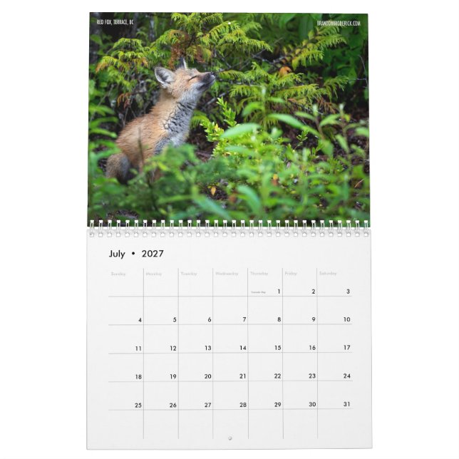 Calendrier des 12 mois du Nord-Ouest de la Colombi (Jul 2027)