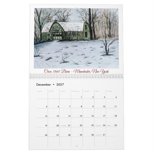 Calendrier des anciennes granges aquarelle (Dec 2027)