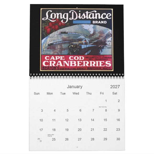 Calendrier des canneberges 2012 (Jan 2027)