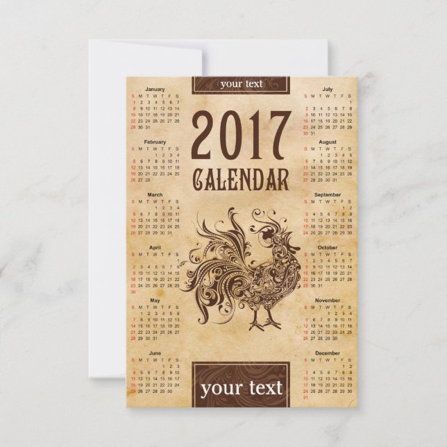 Calendrier des cartes 2017 chinois (Devant)