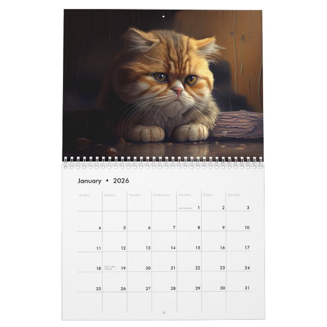 Calendrier des chats déprimés 2024 (Jan 2026)