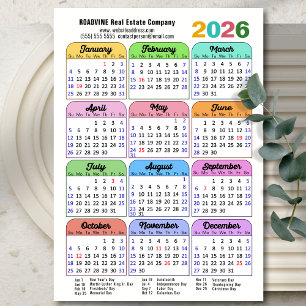 Calendrier des couleurs 2026 Vacances US Entrepris