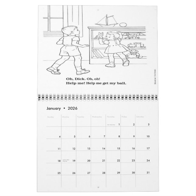 Calendrier des couleurs Dick et Jane (Jan 2026)