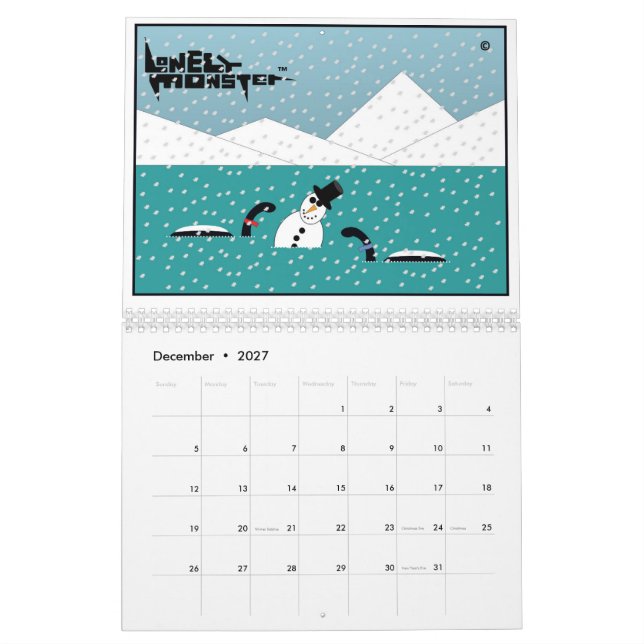 Calendrier des dessins animés Monster (deux pages) (Dec 2027)
