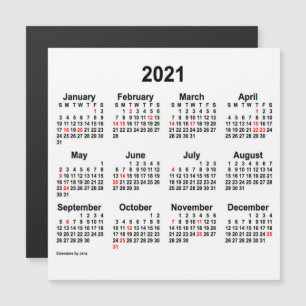 Calendrier des fêtes 2021 par Janz 5x5 Magnet