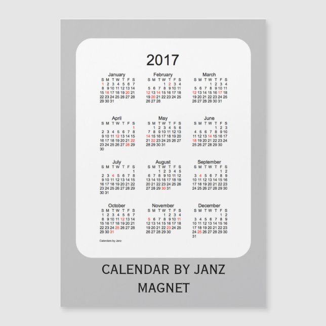 Calendrier des fêtes d'argent 2017 par Janz 5x7 Ma (Devant)