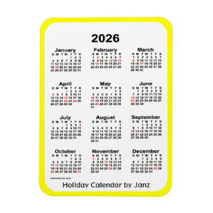 Calendrier des Fêtes Jaunes 2026 par Janz Magnet