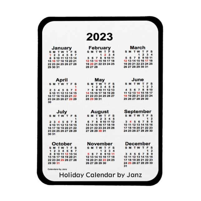 Calendrier des fêtes noires 2023 par Janz Magnet (Vertical)