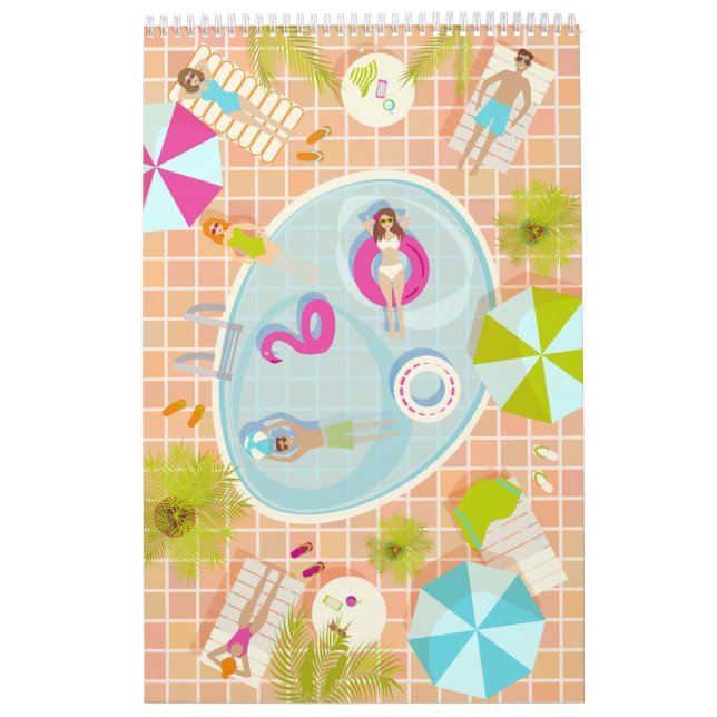 Calendrier Des filles et des garçons du bikini jouant au jeu  (Protection)