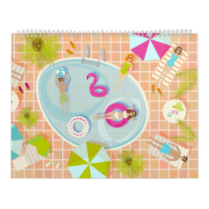 Calendrier Des filles et des garçons du bikini jouant au jeu