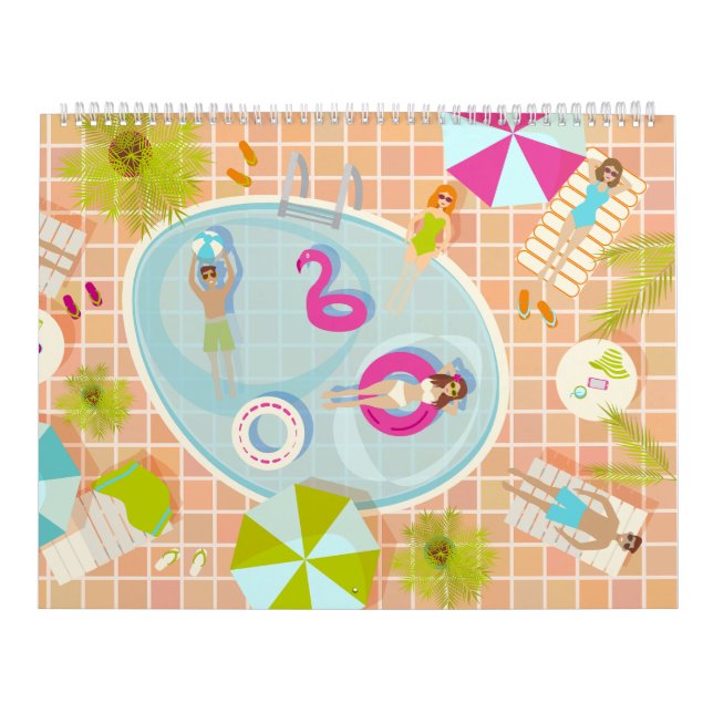 Calendrier Des filles et des garçons du bikini jouant au jeu  (Protection)