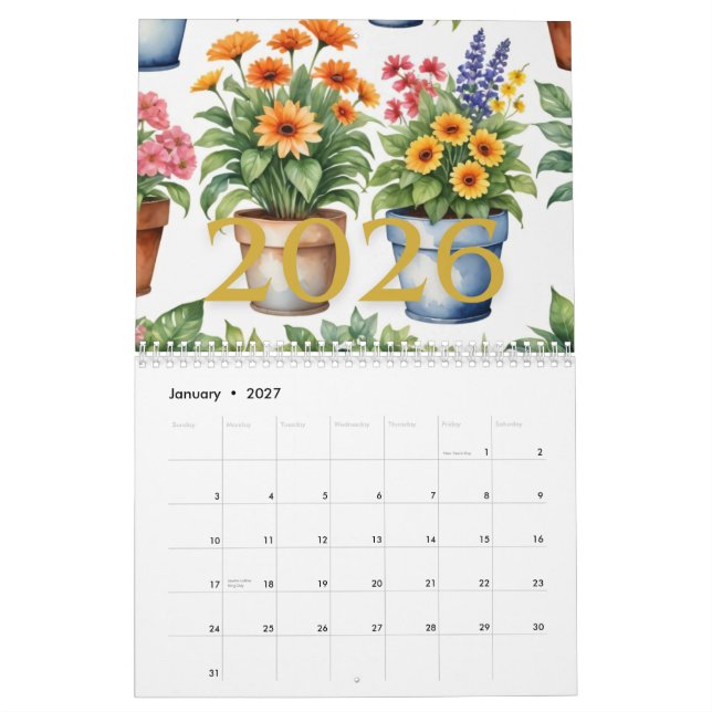 Calendrier des fleurs 2026 (Jan 2027)