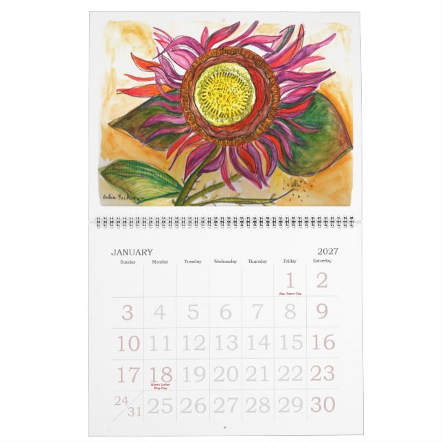 Calendrier des fleurs artistiques (Jan 2027)
