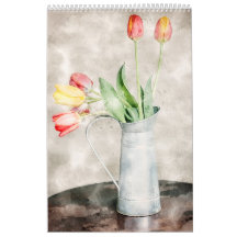 Calendrier des fleurs d'aquarelle