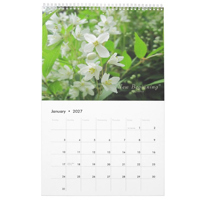Calendrier des fleurs du jardin (Jan 2027)