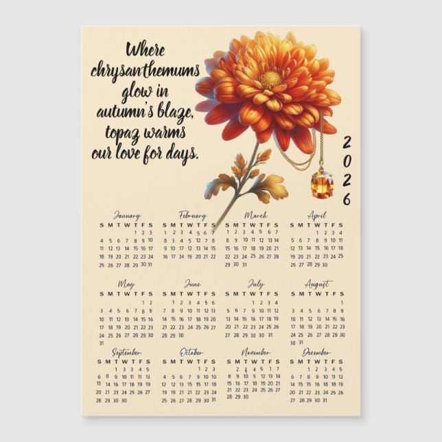 Calendrier des fleurs et pierres de naissance de n (Devant)