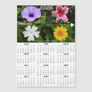 Calendrier des fleurs hawaïennes 2026 (x4 magnétiq