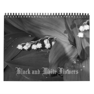 Calendrier des fleurs noires et blanches